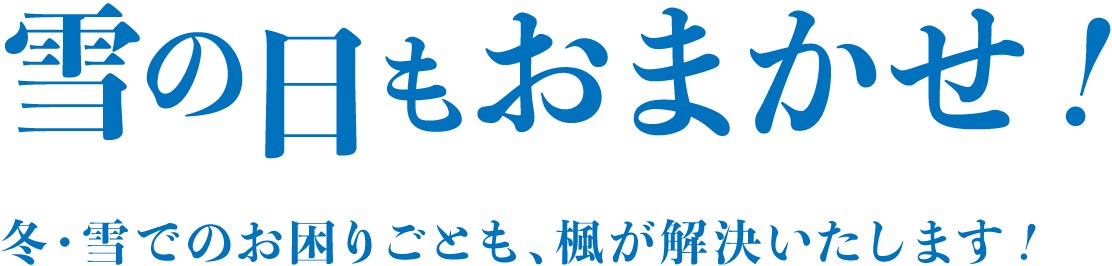 雪の日もおまかせ！冬・雪でのお困りごとも、楓が解決いたします！